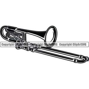 Posaune #2 Musikinstrument Classical Jazz Musik Musiker Logo .SVG.EPS Sofortige Digitale Clipart Vektor Cricut Schneiden Download Datei