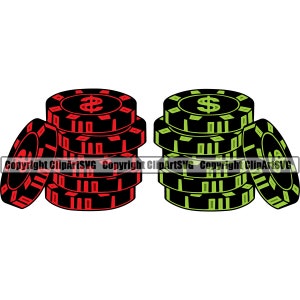 Casino Chip Stack Inzet Geld Geluk Win Risico Speel Poker Slotmachine Craps Roulette Vegas Tafel Game Design Art Logo SVG PNG Vector Clipart Cut
