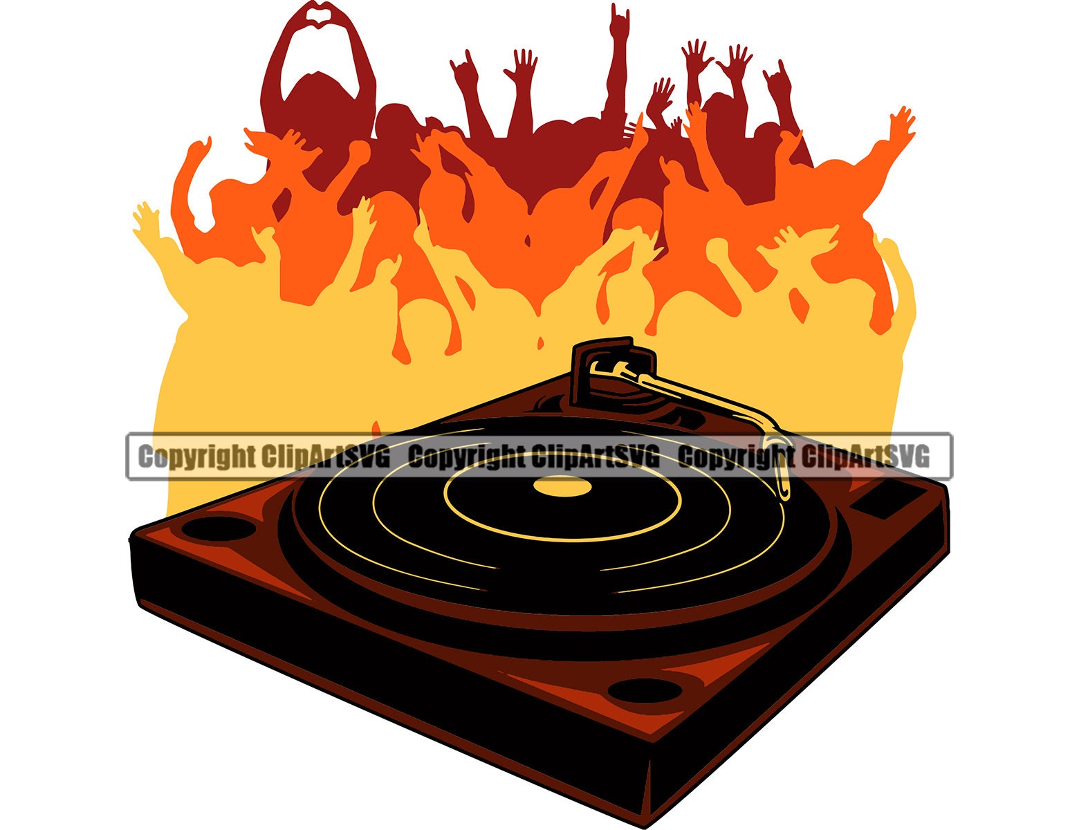 DJ Disc Jockey Musik Plattenspieler Plattenspieler Mixer Album Vinyl Night  Club Sound Radio Stereo Silhouette Design Logo SVG Vektor Clipart Cut, image size:1560x1200