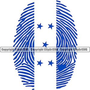 Honduras Honduran Born Finger Print DNA Flag Caribbean Island Country World National Nation Art Design Logo JPG PNG Clipart Vector Cut File