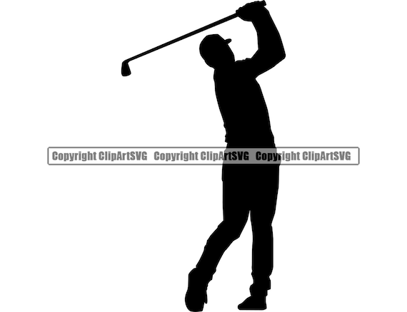 Golfer Silhouette Golf Swing Hit Ball Club Sport Course Cart Car