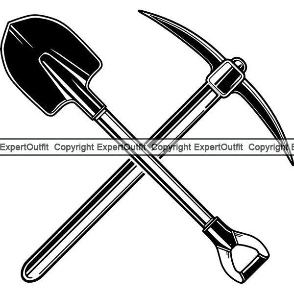 Mining Pick Axe Mine Pickaxe Hatchet Chop Iron Agriculture Digging Construction Shovel Equipment .SVG .PNG Clipart Vector Cricut Cut Cutting