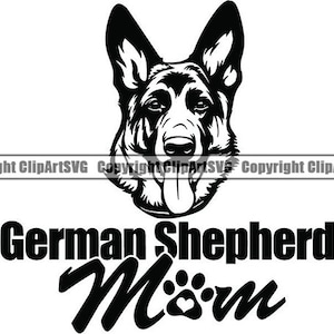 Pastore tedesco #41 Mamma ama sorridere cane razza K-9 Pet polizia poliziotto forze dell&#39;ordine Pedigree Design Logo SVG PNG Vector Clipart Taglio Taglio