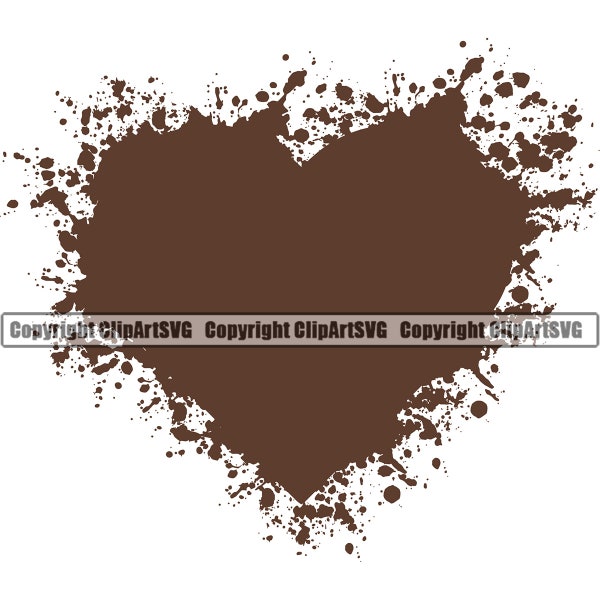 Mud Chocolate Melted Heart Drip Splatter Liquid Drop Paint Poop Feces Stain Smear Design Element Art Sign Logo SVG PNG Clipart Vector Cut