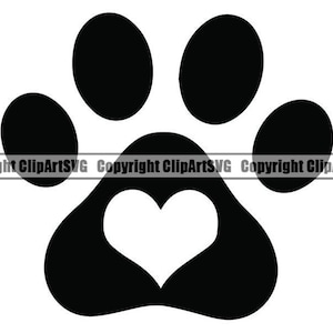 Paw Print #5 Heart Love Dog Puppy Cat Kitten Animal Footprint Foot Toe Print Animal Logo .SVG .PNG Clipart Vector Cricut Cut Cutting File