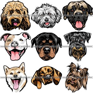 BUNDLE Dog Breeds Head Face Puppy Pup Canine Pedigree Purebred Bloodline Animal Pet Logo Design SVG PNG Clipart Vector Cricut Cut Cutting