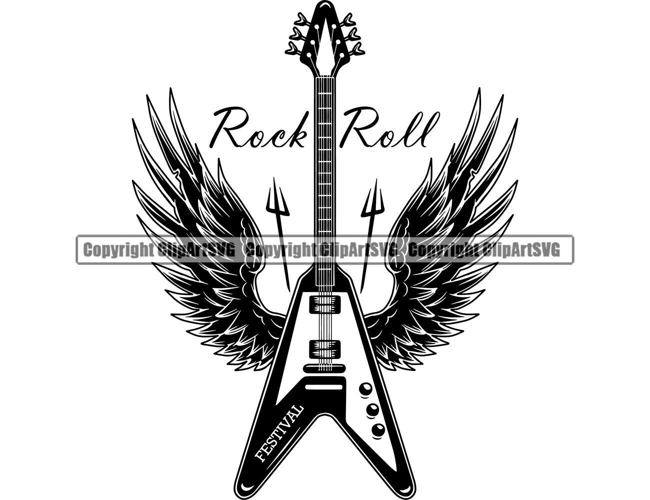 Rock N Roll Electric Guitar Speaker Wings Heavy Metal Music 