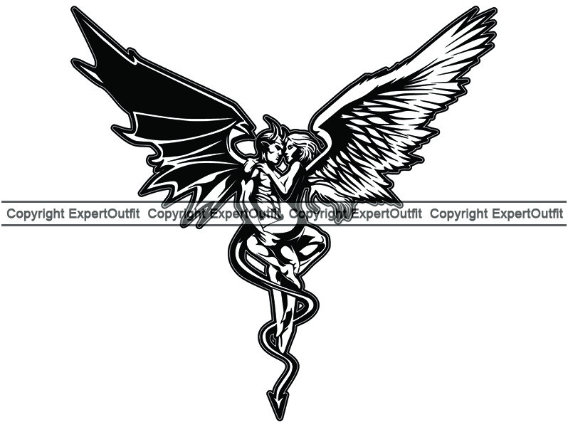 Angel Vs Devil 1 Love Hate Death Evil Saint Tattoo Human - Etsy Angel Vs Devil 1 Love Hate Death Evil Saint Tattoo Human - Etsy
