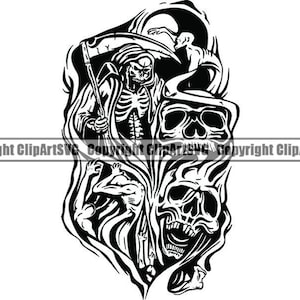 Grim Reaper #23 Blade Death Sickle Evil Kill Killer Grim Horror Ghost Tattoo Skeleton Bone Logo .SVG .PNG Clipart Vector Cricut Cut Cutting