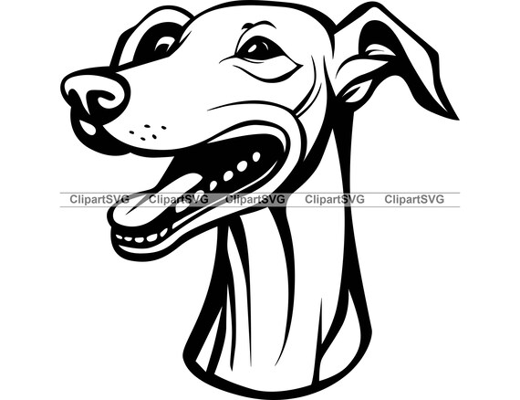 Greyhound Smiling Dog Puppy Face Canine Pet Animal Portrait Print