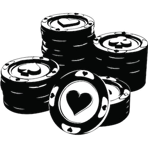 Jeton de Poker #2 reine Clubs carte à jouer jeu Gamble Casino paris jeu de Blackjack. SVG. PNG vecteur Clipart Cricut coupe coupe