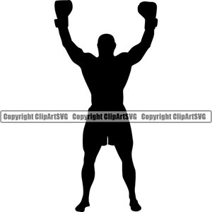 Luvas de campeão de boxe luta lutador MMA arte marcial mista boxer silhueta esportes jogo caixa logotipo svg png clipart arquivo de corte