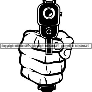 Mano sosteniendo pistola pistola automática bala soldado militar veterinario héroe de guerra signo elemento de diseño de arte de EE.UU. logotipo SVG PNG vector clipart archivo de corte