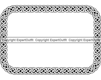 Celtic Knot Rectangle Frame Irish Knotwork Traditional Ireland Ornate Pattern Ancient Welsh Viking.SVG.PNG Clipart Vector Cricut Cut Cutting