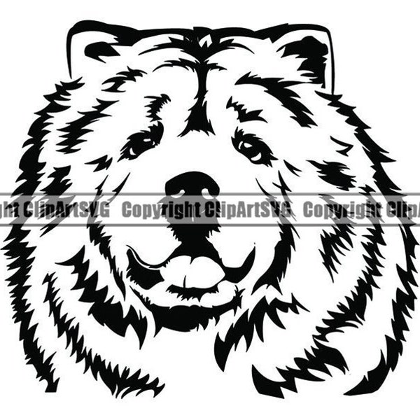 Chow Chow #12 Happy Dog Breed Pedigree Canine K-9 Animal Pet Hound Puppy Head Logo .SVG .EPS .PNG Digital Clipart Vector Cricut Cut Cutting