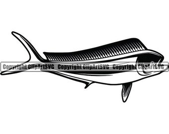 Dolphin Fish #1 Mahi Fishing Angling Salt Water Ocean Sea Wild Animal Wildlife Food Seafood Logo.SVG .PNG Clipart Vector Cricut Cut Cutting