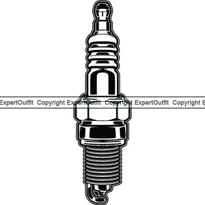 May include: A black and white illustration of a spark plug. The spark plug is a common automotive part used to ignite the fuel in an engine.