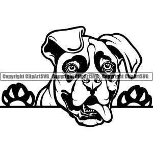 Boxer #7 Peeking Dog Raza K-9 Animal Pet Hound Pedigree Canine Logo Cartoon Mascot Logo .SVG .PNG Digital Clipart Vector Cricut Cut Cutting