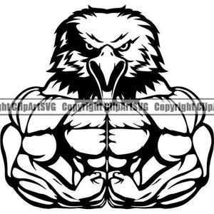 Bodybuilding Eagle #4 Bodybuilder Muscle Fit Weightlifting Fitness Workout Gym Weights Mascot Sports Logo.SVG .PNG Vector Cricut Cut Cutting