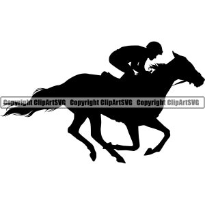 Pferderennen Rennstrecke Hengst Pferdesport Rennpferd Jockey Tier Pferd Fantasy Silhouette Kunst Logo SVG PNG Clipart Vektor geschnitten Datei
