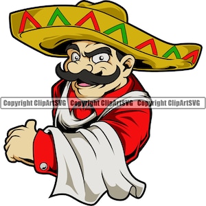 Mexico Mexicaans eten dineren keuken Bar Taco Spaanse gitaar Sombrero Latijns-natie Man ober vlag Art Design Logo SVG PNG Vector Clipart knippen