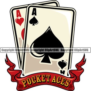 Poker Pocket Aces Playing Card Hand Gambling Gamble Casino Bet Betting Poker Blackjack Games Logo SVG PNG Clipart Vector Cut Cutting File