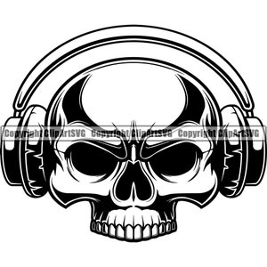 DJ DJ Hut Kopfhörer Skull Turntable Spin Plattenspieler Mixer Disc Jockey Vinyl Musik Club Design Logo SVG PNG Vektor Clipart geschnitten Datei