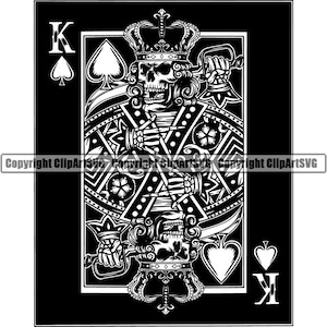 König Pik Schädel Skeleton Poker Spielkarte Glücksspiel Glücksspiel Kasino Wette Wetten Blackjack Spiele .SVG .PNG Clipart Vektor Cricut Cut Cutting