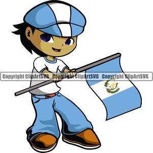 Guatemala Guatemala Cute Little Boy Flagge Land Welt Nation Karte Zeichen Symbol Design Element Logo SVG PNG Clipart Vektor Cricut Cutting Cut