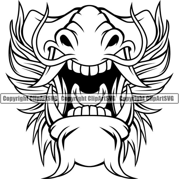 Dragon Fantasy Monster Creature Mask Doctor Nurse Face Cover Facemask Animal School Mascot Art Design Logo SVG PNG Clipart Vector Cut File