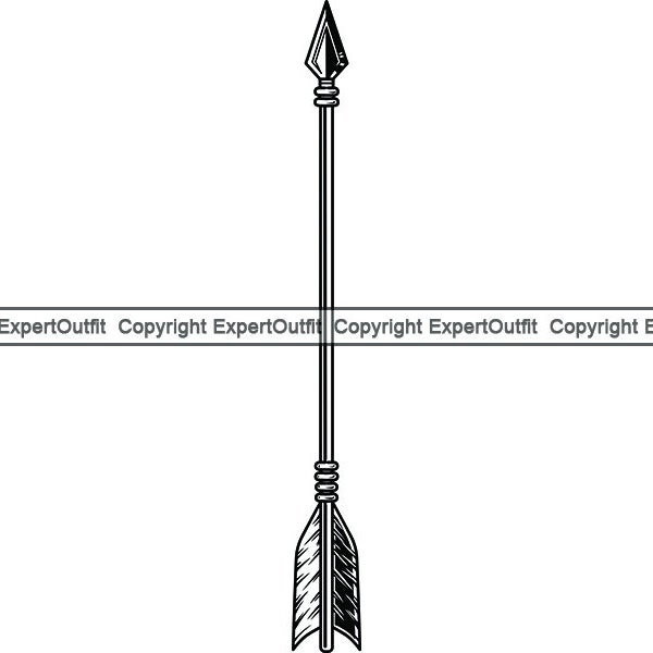 Indian Arrow #4 Native American Warrior Weapon Bow Hunt Fight War Feather Tribe Tribal Logo .SVG .PNG Clipart Vector Cricut Cut Cutting