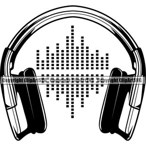 Kopfhörer Musik Schallwelle Wireless Bluetooth Dj Stereo Equipment Studio Kopfhörer Konzept Kunst Design Logo SVG PNG Vektor Clipart Schneiden Schneiden