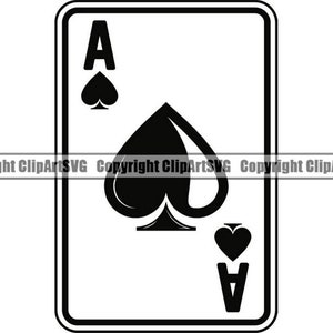 Poker #4 As de pique carte à jouer jeu Gamble Casino pari jeux de Blackjack. SVG. EPS. PNG vecteur Clipart Cricut coupe coupe fichier