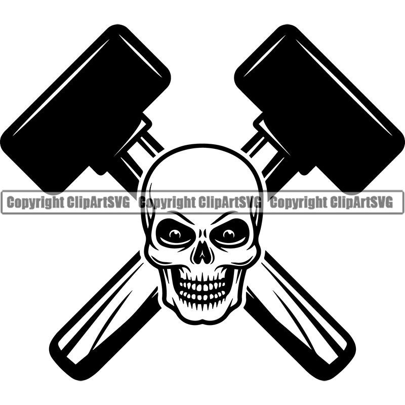Construction Logo 36 Skull Hammer Mallet Tool Toolbox Etsy