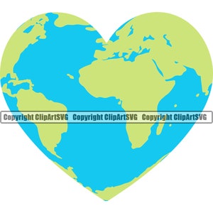 Welt Herz Liebe Erde Save Planet Go Green Organic Natur Peace No War Globus Globale Karte Art Artwork Design Logo SVG PNG Clipart Vektor Cut