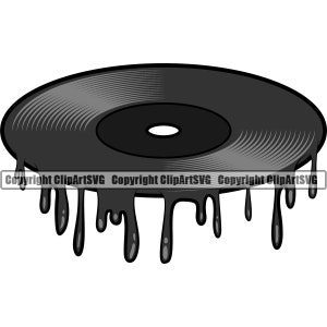 Vinyl Record Album Druipend Drip Muziek Draaitafel Speler Mixer DJ Disc Jockey Club Stereo Sound Design Art Logo SVG PNG Vector Clipart Knippen