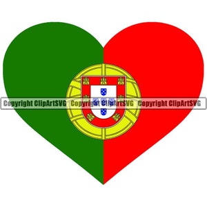 Portugal Heart Shaped Flag Portuguese Europe European Country World National Nation Love Logo Art .JPG .PNG Clip Art Design Graphic File
