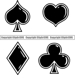 Casino apuesta dinero chip suerte ganar jugar Poker Club Diamond Spade Heart Vegas mesa juego de cartas traje diseño arte logotipo SVG PNG vector clipart corte