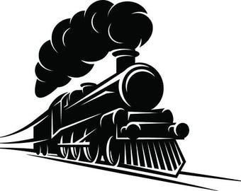 Steam Engine #1 Train Locomotive Vintage Railroad Track Transportation Logo .SVG .EPS .PNG Digital Clipart Vector Cricut Cut Cutting File