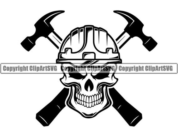 Construction Logo 56 Skull Hammer Toolbox Handyman Work Etsy