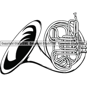 Waldhorn #3 Musikinstrument Classical Jazz Musik Musiker Logo .SVG.EPS Sofortige Digitale Clipart Vektor Cricut Schneiden Download Datei