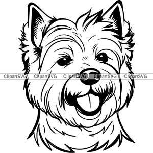 West Highland White Terrier Smiling Dog Cute Puppy Face Canine Pet Westie Paw Portrait Drawing Art Logo Tattoo Design SVG PNG Cut Cutting
