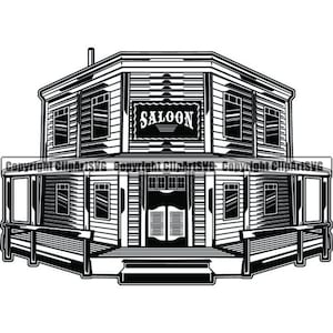 Saloon #1 Western West Old Wild Retro Holz Rustikal Vintage Gebäude Holz Bar Tür Alkohol .SVG .PNG Clipart Vektor Schneiden Schneiden
