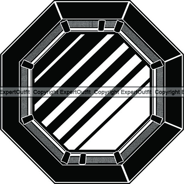 MMA Ring Octagon Martial Arts Kickboxing Boxing Boxer Box Fighter Cage Fight Fighting Contact .SVG .PNG Clipart Vector Cricut Cut Cutting