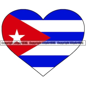 Kuba Herzförmige Flagge Kubanische Karibik Insel Havanna Land Welt National Nation Liebe Logo Kunst .JPG .PNG Clip Art Design Grafikdatei