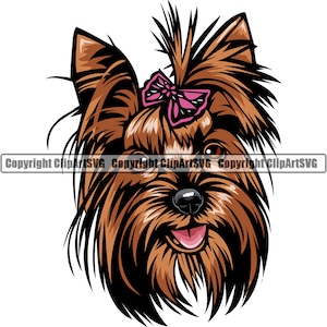 Yorkshire Terrier Yorkie Dog Breed Happy Face Puppy Animal Pet Long Short Hair Color Artwork Chihuahua Design Logo PNG SVG Clipart Vector