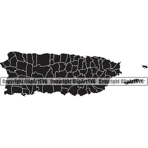 Puerto Rico País Rican Condado Condados Mapa Bandera Nación Mundial Signo Símbolo Icono Elemento de Diseño Insignia Logotipo SVG PNG Clipart Vector Cricut Corte