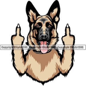 Deutscher Schäferhund Hunderasse Geben Mittelfinger Lächelnd Pfote Welpe Welpe Haustier Clip Art K-9 Cop Polizei Logo SVG PNG Clipart Vektor Cricut Cut File