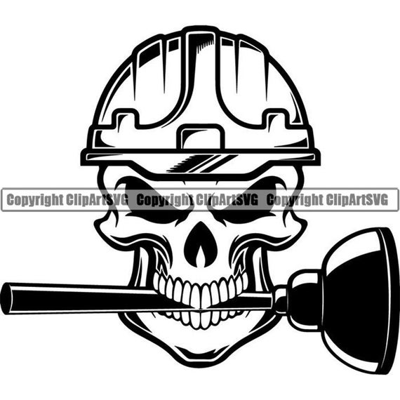 Plumbing Logo 5 Skull Plumber Plunger Construction Toolbox Etsy