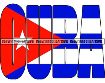 Cuba Text Flag Cuban Caribbean Island Havana Country World National Nation Logo Art .JPG .PNG Clipart Clip Art Design Graphic Download